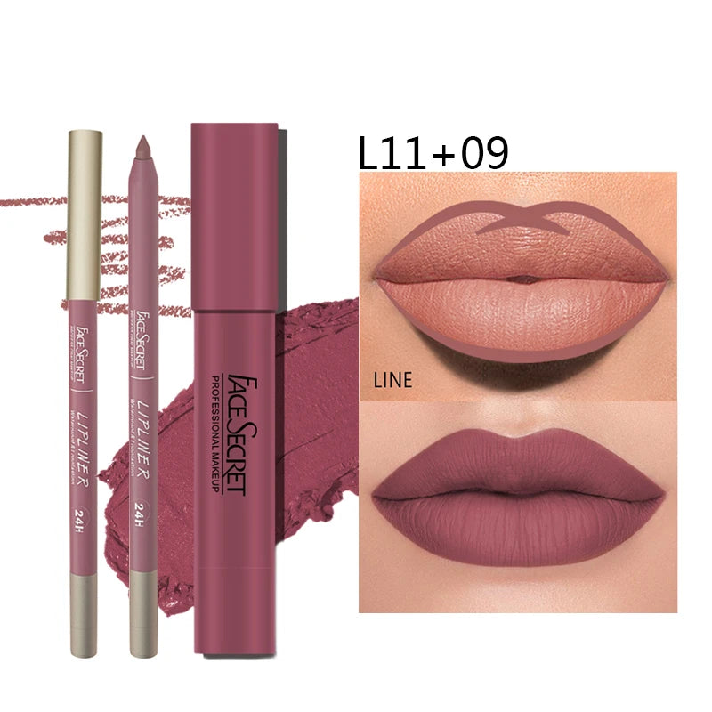 Matte Lipliner&Lipstick Set,Waterproof