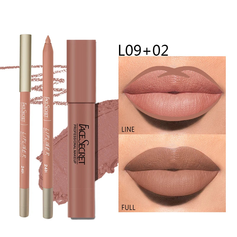 Matte Lipliner&Lipstick Set,Waterproof