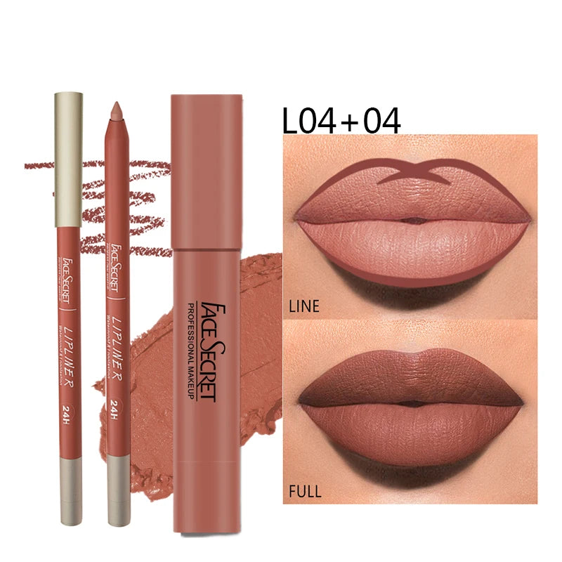 Matte Lipliner&Lipstick Set,Waterproof