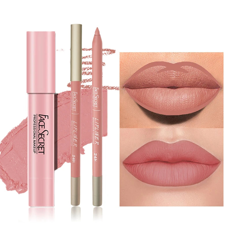 Matte Lipliner&Lipstick Set,Waterproof