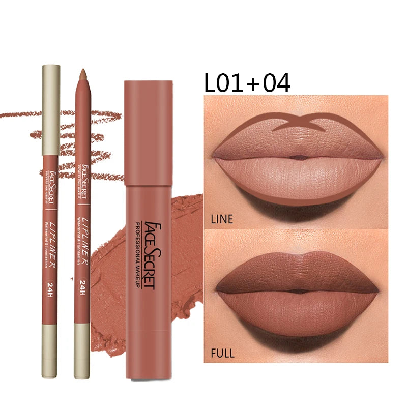 Matte Lipliner&Lipstick Set,Waterproof