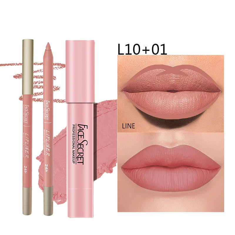Matte Lipliner&Lipstick Set,Waterproof